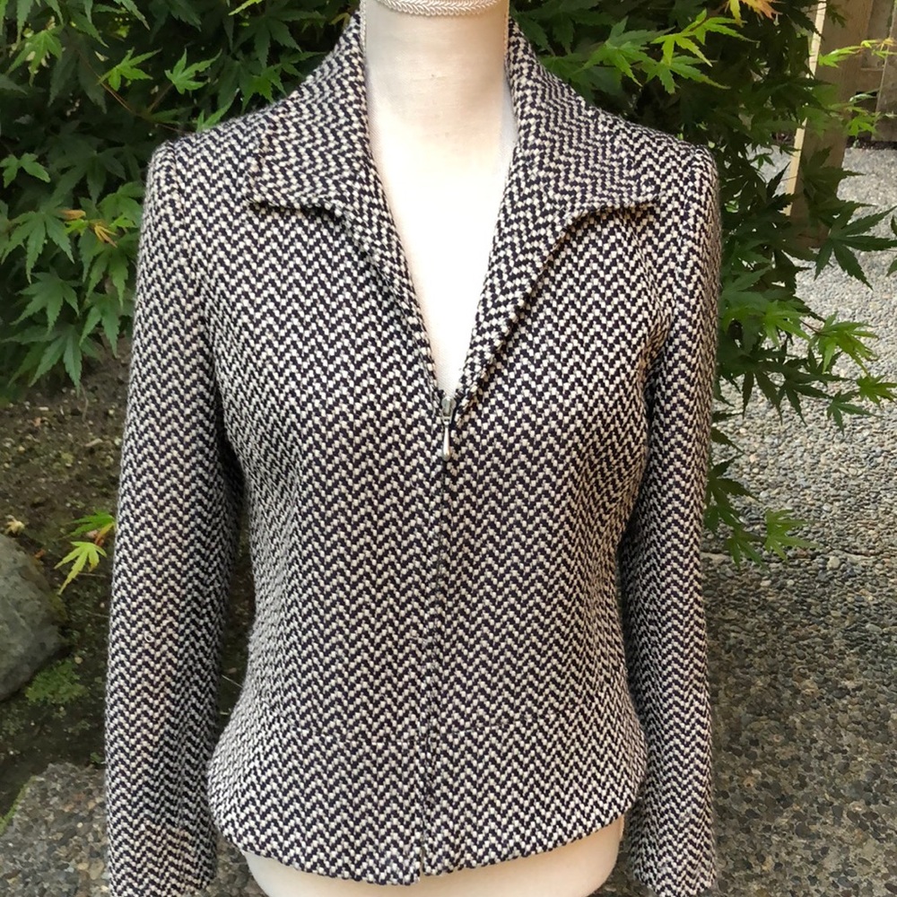 Women’s Emma James brown and cream colored jacket. Size 8.